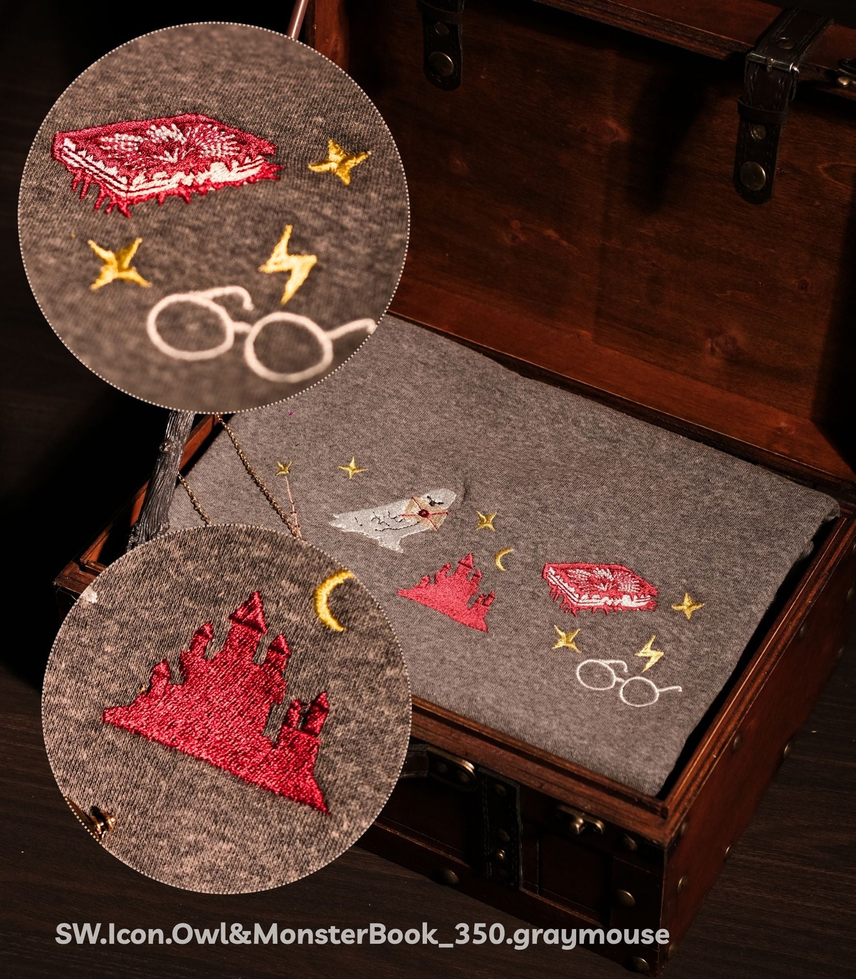 Bộ Quà Tặng Phép Thuật – sweater Owl & MonsterBook 3 món (Áo Xám + Đũa)