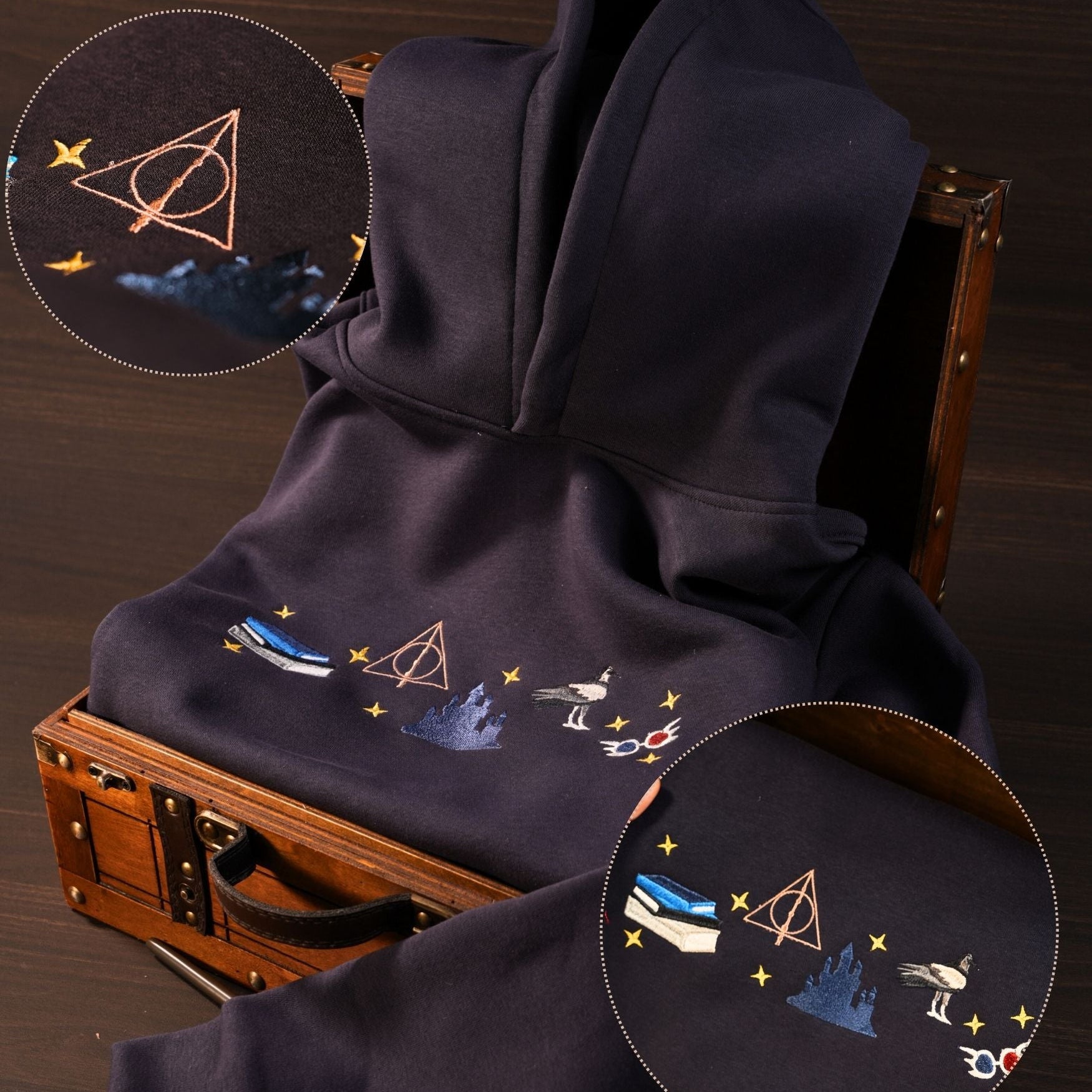 Bộ Quà Tặng Phép Thuật – Nhà Chim 8 món (Hoodie Navy + Đũa + Bí ngô thủy tinh + Túi mini + sách phép)