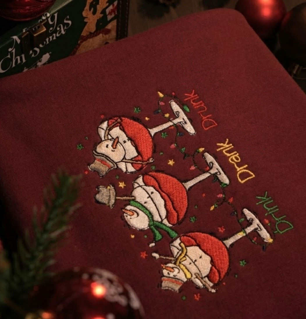 Áo sweater “Uống, Say, Sập” – Drink Drank Drunk, tặng hình thêu trên tay áo