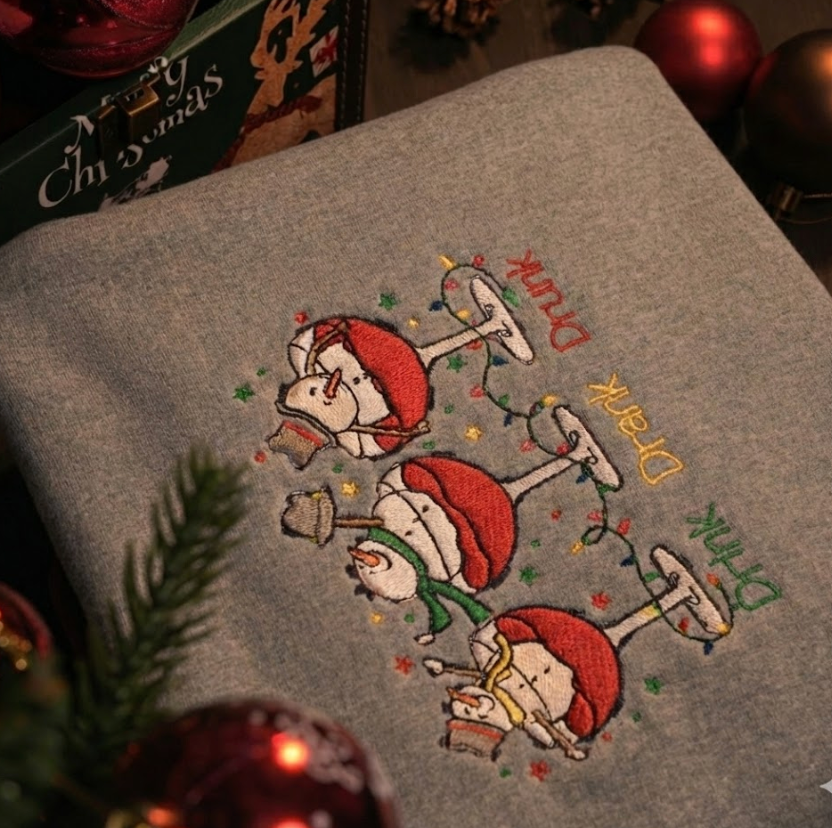 Áo sweater “Uống, Say, Sập” – Drink Drank Drunk, tặng hình thêu trên tay áo